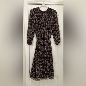 Ann Taylor Floral Belted Dress Large